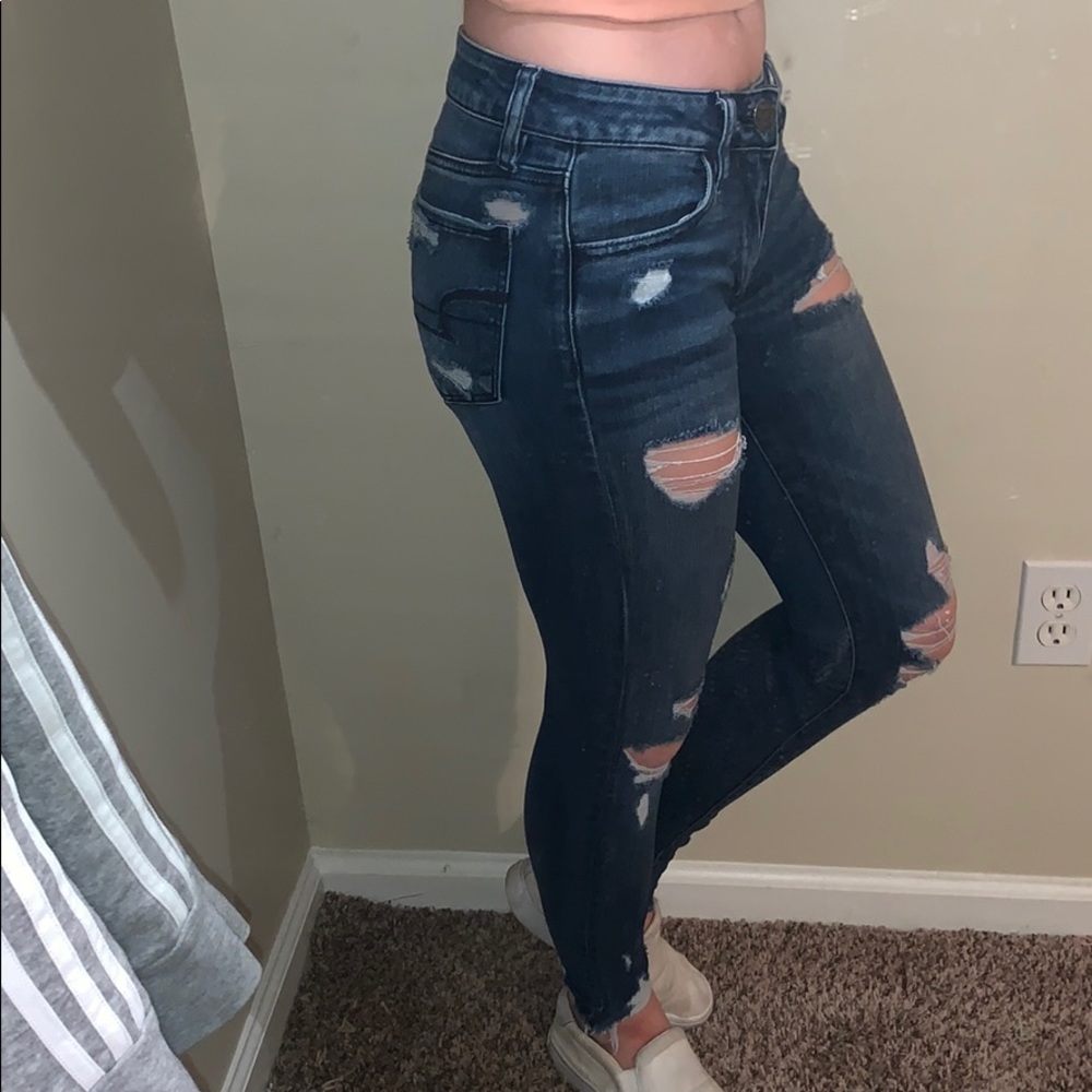 American eagle dark blue ripped jeans - Picture 4 of 8